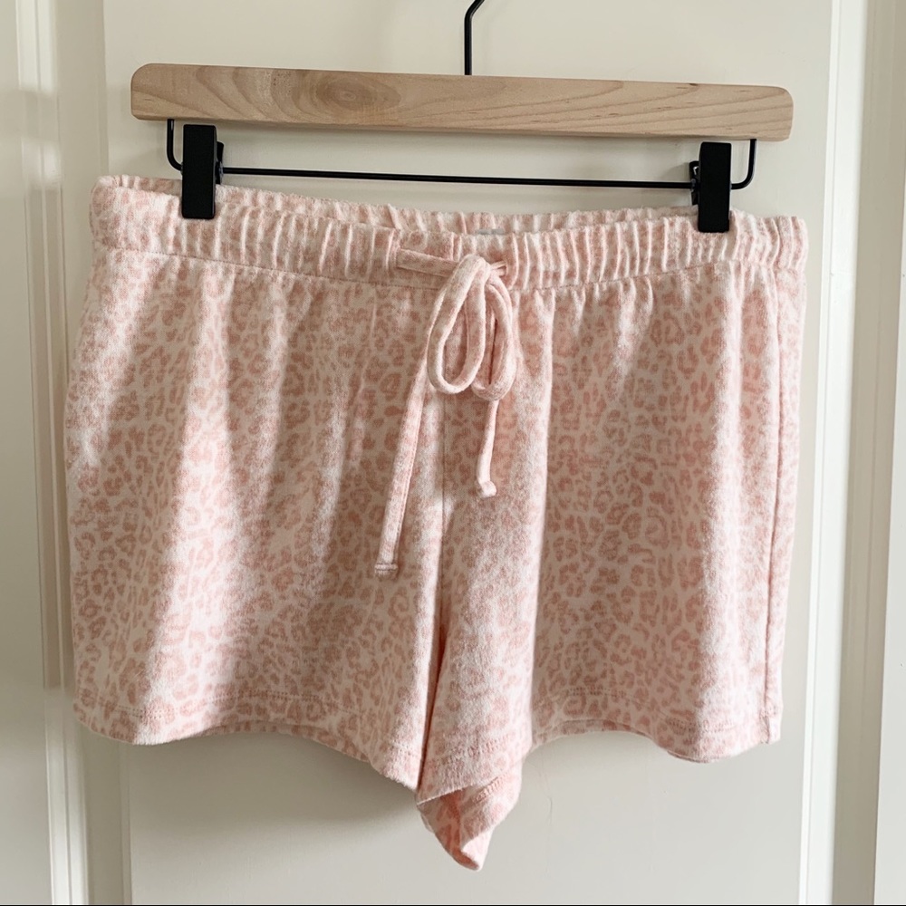 Loft Marled Cheetah Print Pajama Shorts, Pink, S